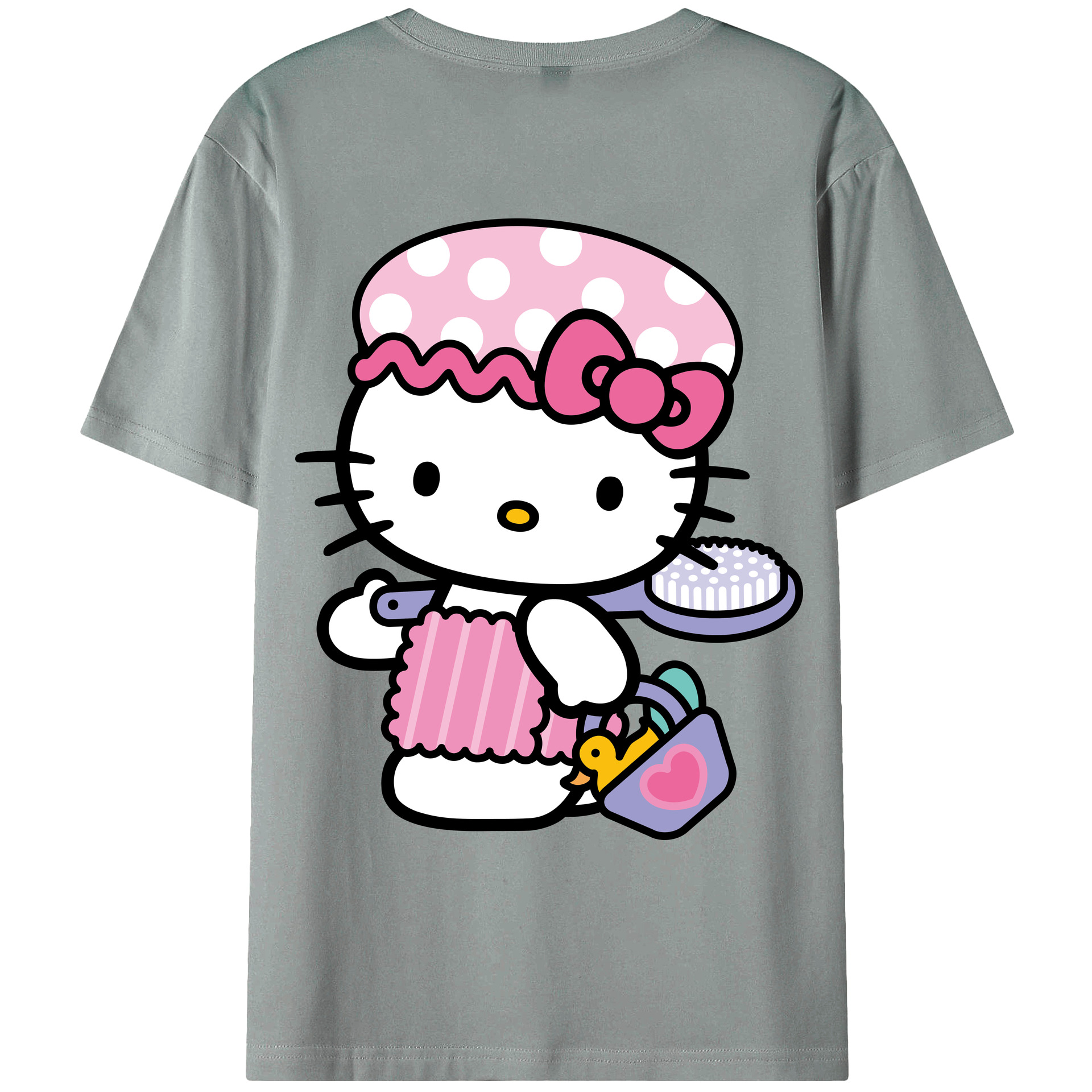 （画像用） Hello Kitty ハローキティ 綿100％ メンズ半袖Tシャツ（バックプリント） 通気性